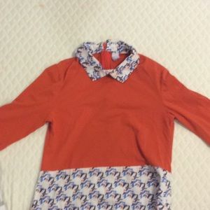 Burnt Orange Collared Shirt W/ Bird Design